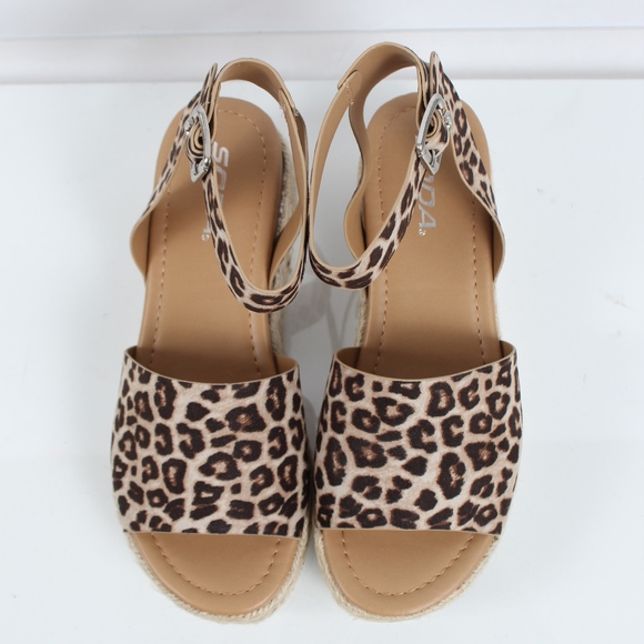 Oat Cheetah Open Toe Halter Ankle Strap Espadrille - Picture 4 of 5